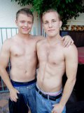 Young lovebirds, Alex Andrews and Micah Andrews, blow each other off outdoors and eat cum.