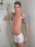Pretty gay twink Karl bfcollection is erotically losing his nice white panty off in the shower