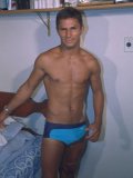 Man with muscles Evandro bfcollection is lying and rubbing his nice big stick