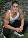 20 year old handsome muscled guy Rey Gold poses in the comfort of his home