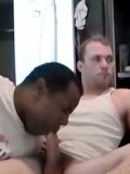 Having stroked his dick properly Matt does not mind getting it swallowed by black gay